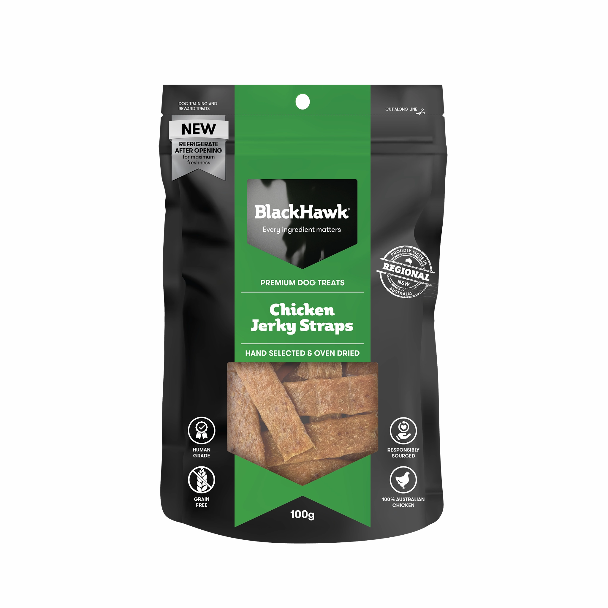 Black Hawk - Chicken Straps Dog Treats (100g)