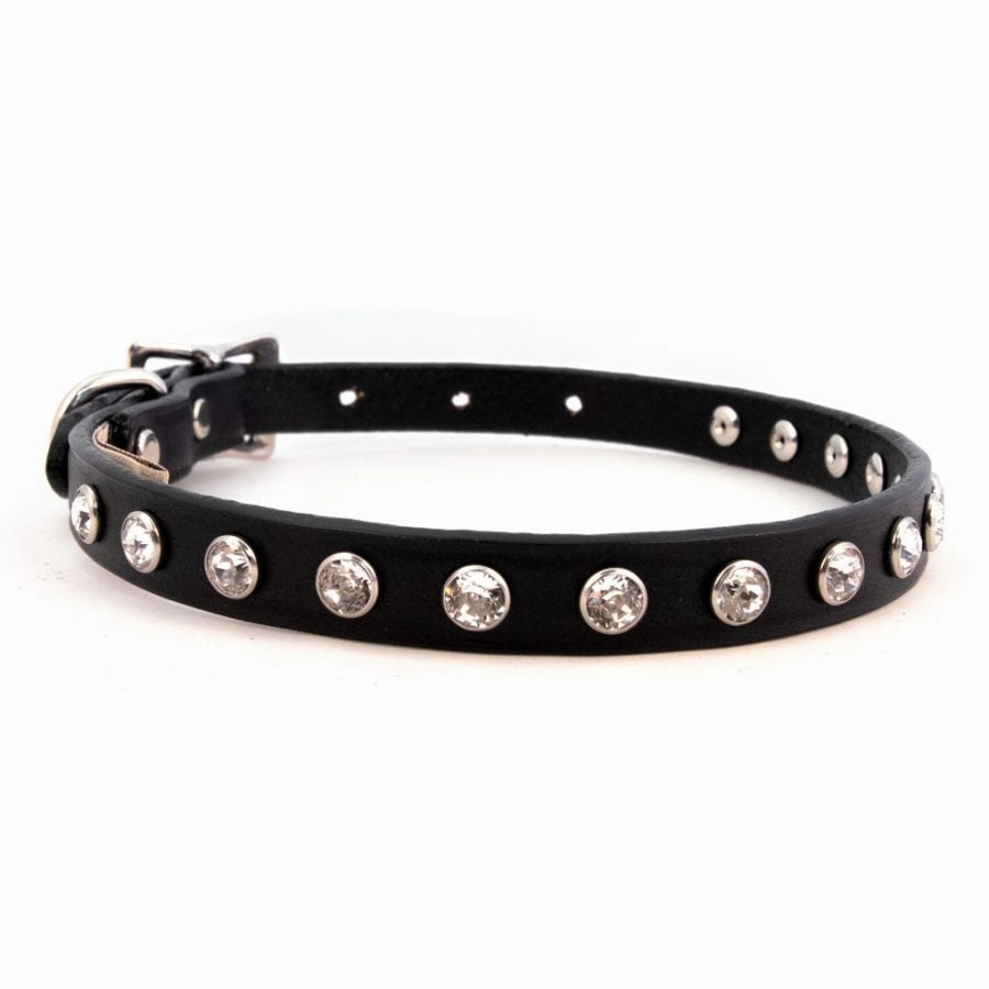 Black Madison Collar with 1 Row Swarovski Crystals