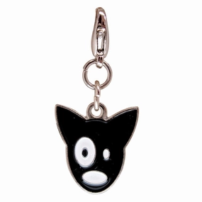 Black Silly Doggy Metal Dog Collar Charm