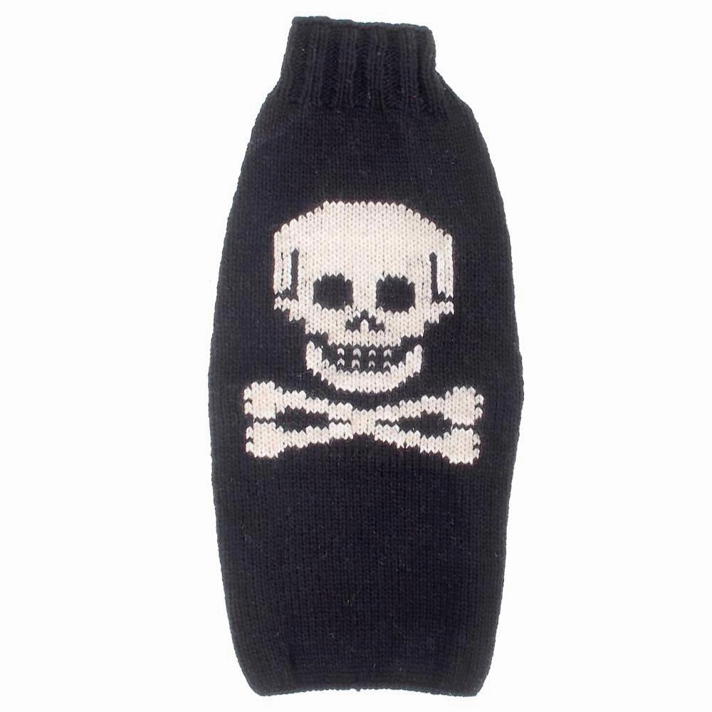 Black Skull Wool Dog Sweater
