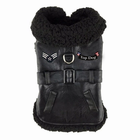 Black Top Dog Flight Coat With Leash