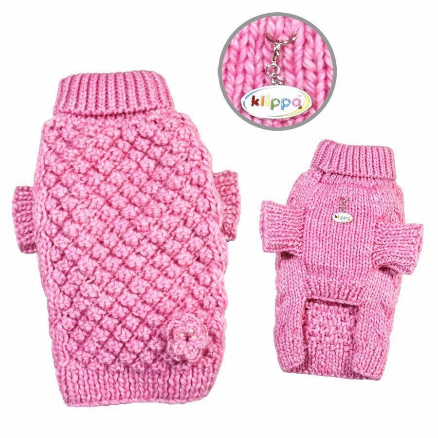 Bobble Stitch Turtleneck Dog Sweater Pink