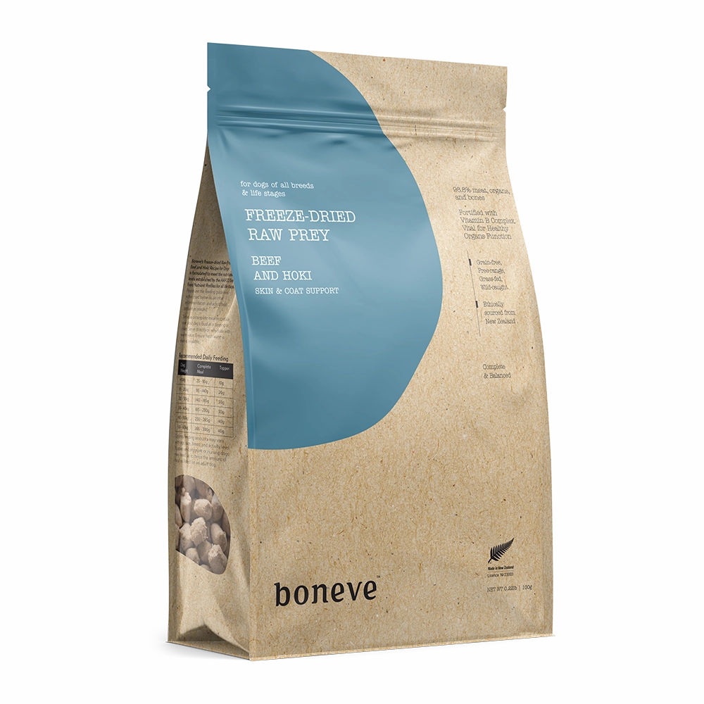 Boneve Dog Freeze-Dried Raw Prey Free-Range Grass-Fed Beef & Hoki 100g