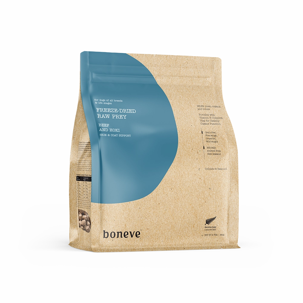 Boneve Dog Freeze-Dried Raw Prey Free-Range Grass-Fed Beef & Hoki 340g