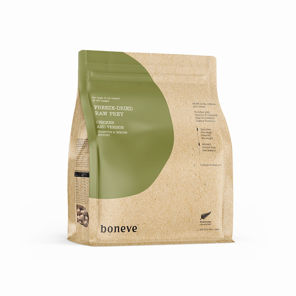 Boneve Dog Freeze-Dried Raw Prey Free-Range Grass-Fed Chicken & Venison 340g
