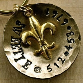 Brass Fleur De Lis Dog ID Tag