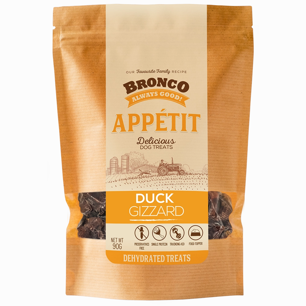 Bronco Dog Appetit Dehydrated Treats Duck Gizzard 90g