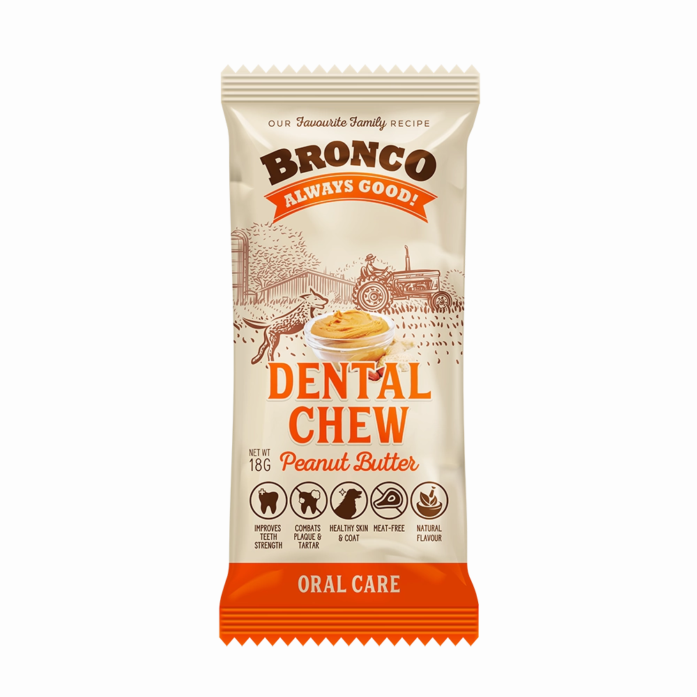 Bronco Dog Dental Chew Peanut Butter 18g