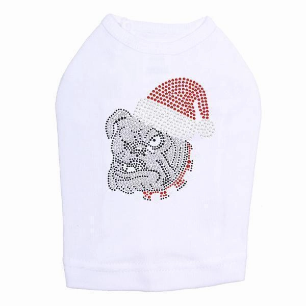 Bulldog Santa Rhinestone Dog Tank