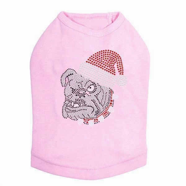 Bulldog Santa Rhinestone Dog Tank