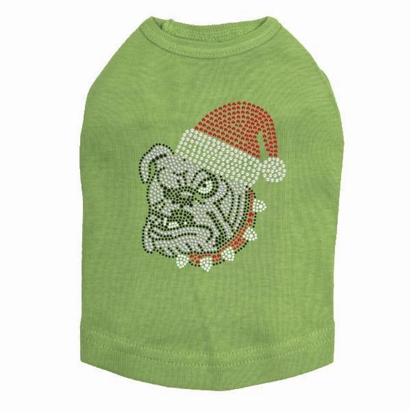 Bulldog Santa Rhinestone Dog Tank