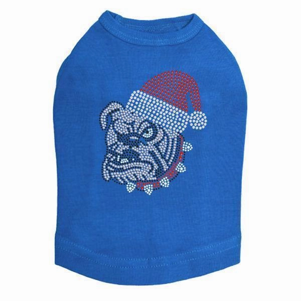 Bulldog Santa Rhinestone Dog Tank