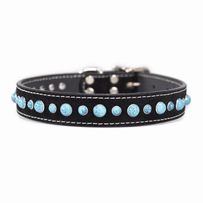 Cabachon Collar  Turquoise on Suede in Black