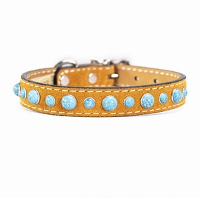 Cabachon Collar  Turquoise on Suede in Tan