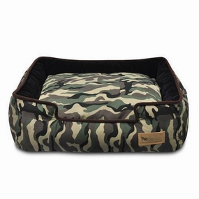 Camouflage Lounge Dog Bed Army Green Camo/Chocolate