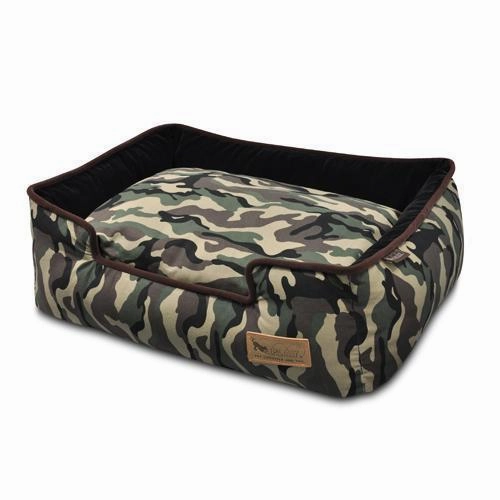 Camouflage Lounge Dog Bed Army Green Camo/Chocolate