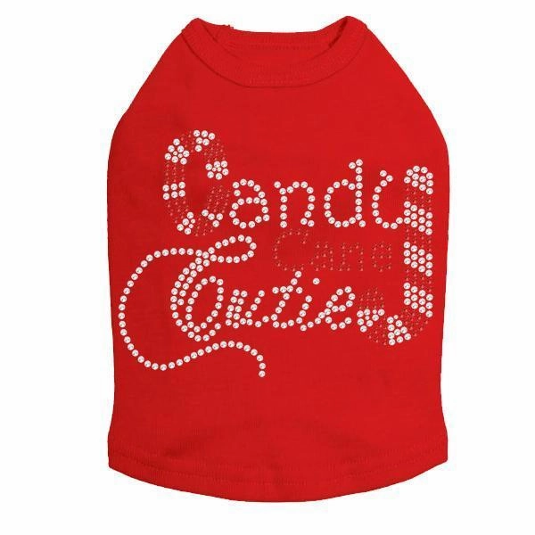Candy Cane Cutie Rhinestone Dog Tank