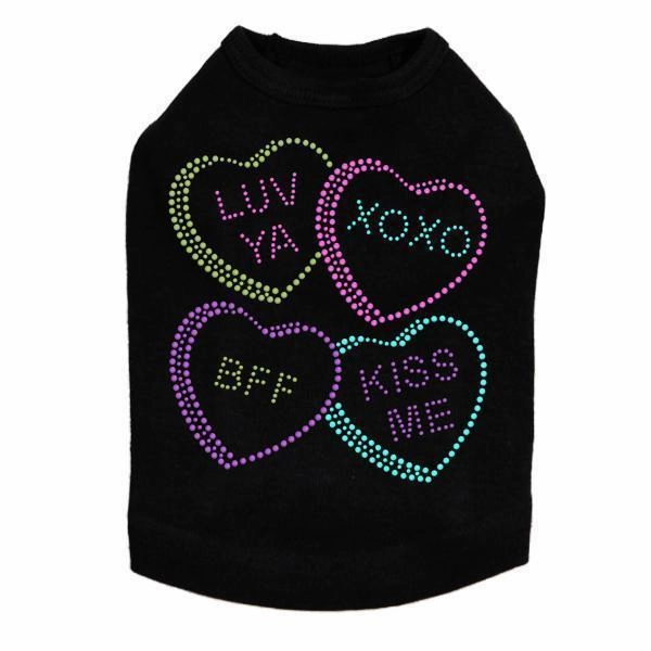 Candy Conversation Hearts Rhinestone Dog Tank