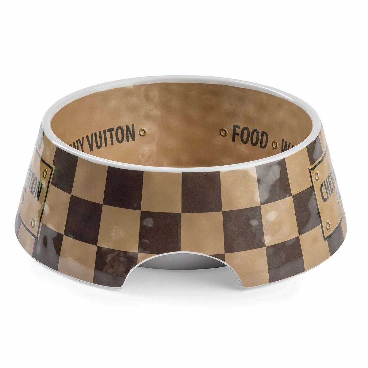 Chewy Vuiton Checker Dog Bowl Set Of Two