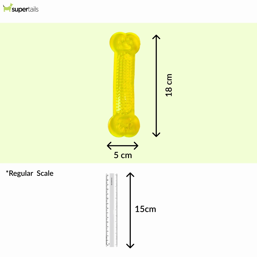 Chullbull Flat Silicone Gel Teething Bone Chew Toy for Puppies & Dogs (Yellow)
