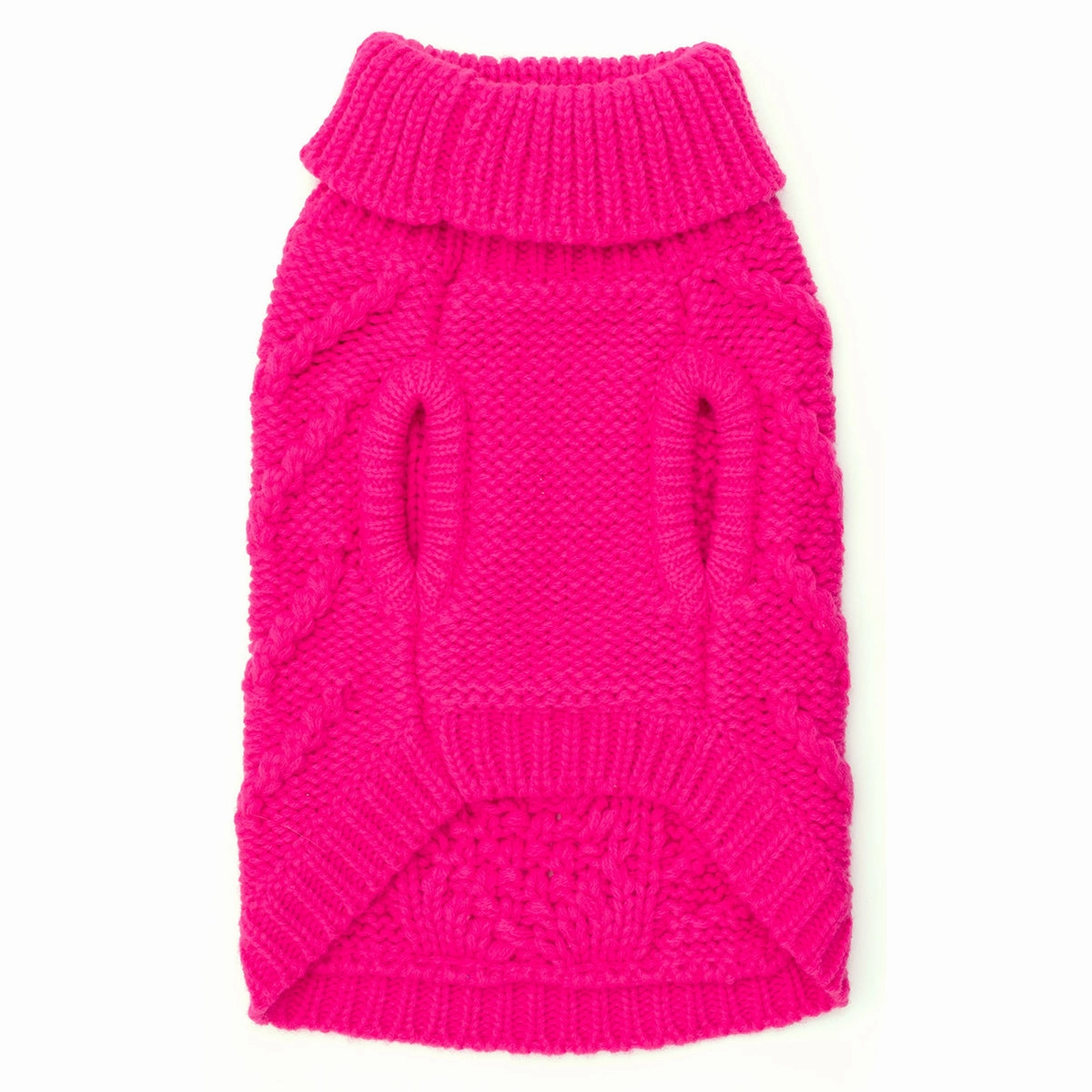 Chunky Knit Turtleneck Dog Sweater Pink