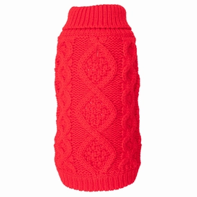Chunky Knit Turtleneck Dog Sweater Red