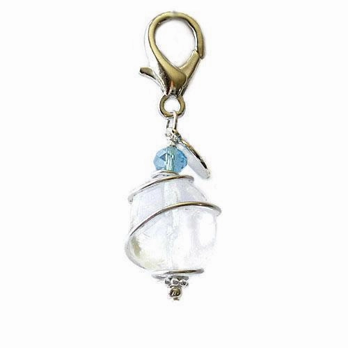 Clear Quartz Healing Dog Collar Charm Pawmulet