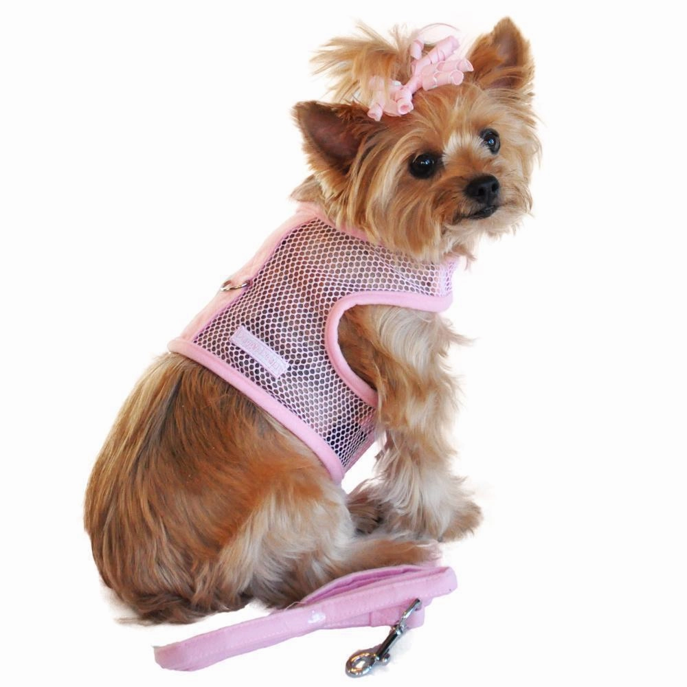 Cool Mesh Dog Harness And Leash Solid Pink