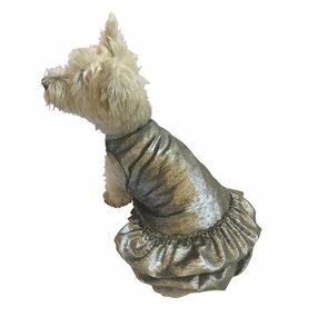 Crushing On You Dog Dress Silver Metallic Velvet