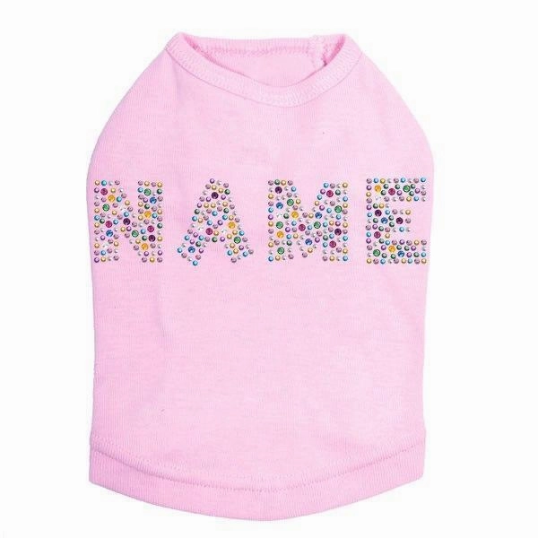 Custom Name Multicolor Rhinestone Dog Tank