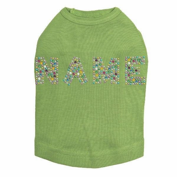 Custom Name Multicolor Rhinestone Dog Tank