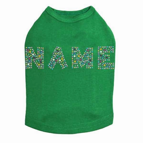 Custom Name Multicolor Rhinestone Dog Tank