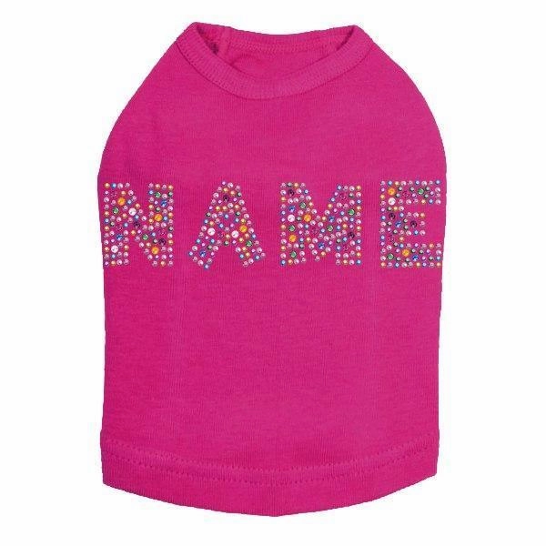 Custom Name Multicolor Rhinestone Dog Tank