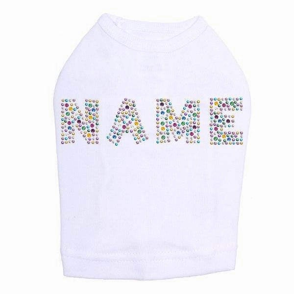 Custom Name Multicolor Rhinestone Dog Tank