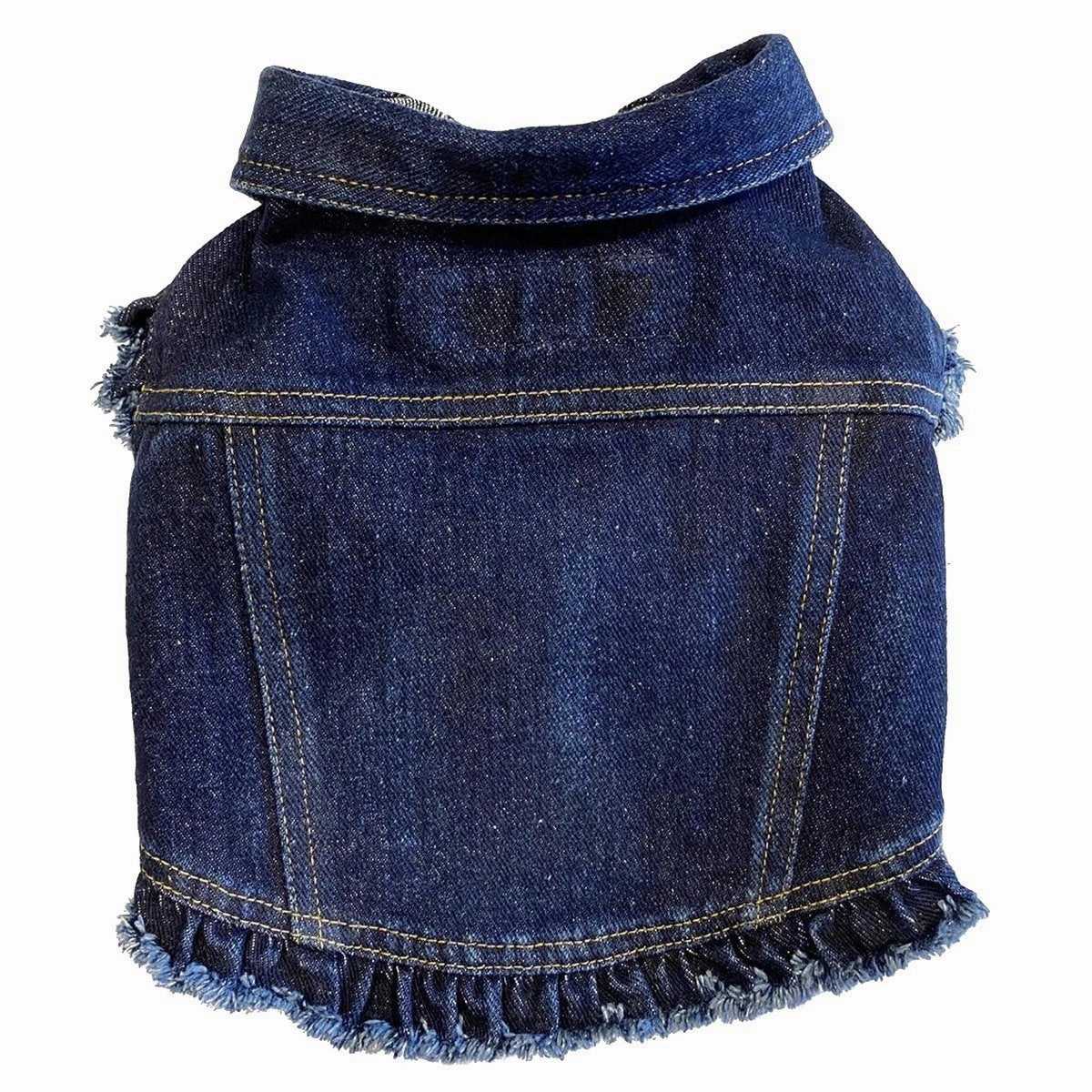 Custom Sweet Butterfly Denim Dog Jacket With Ruffles
