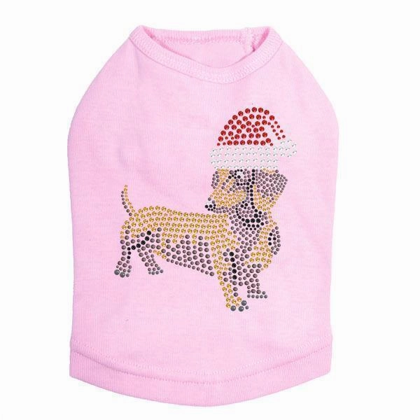 Dachshund Santa Rhinestone Dog Tank