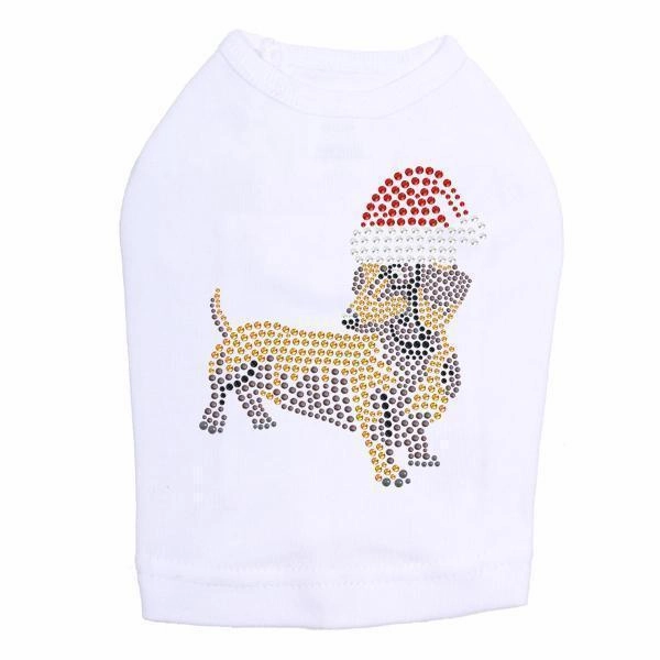 Dachshund Santa Rhinestone Dog Tank