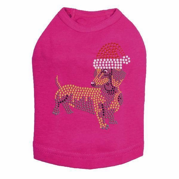 Dachshund Santa Rhinestone Dog Tank
