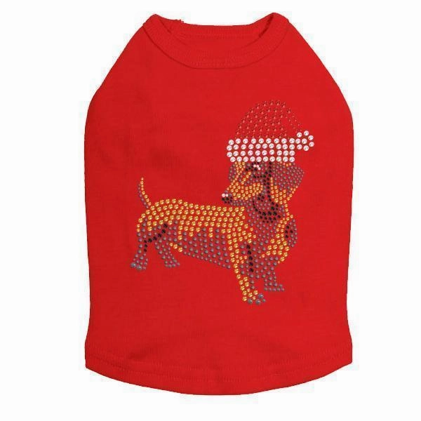 Dachshund Santa Rhinestone Dog Tank