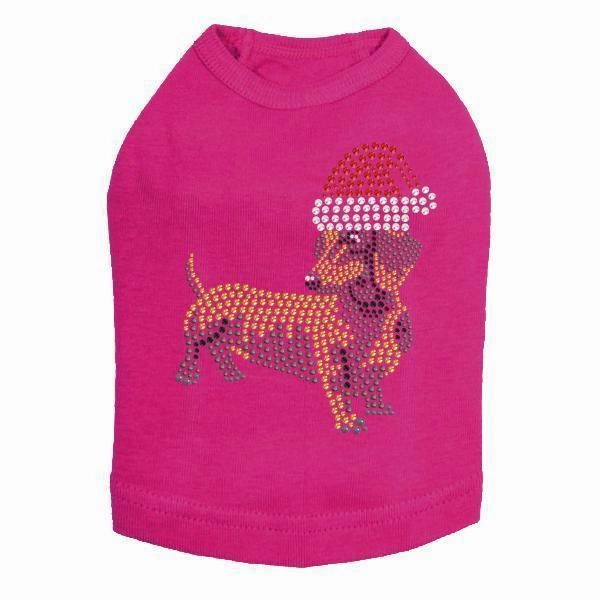 Dachshund Santa Rhinestone Dog Tank