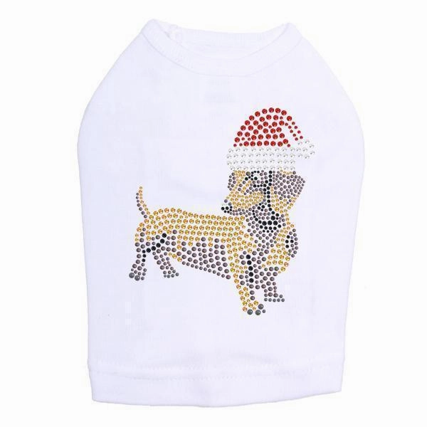 Dachshund Santa Rhinestone Dog Tank
