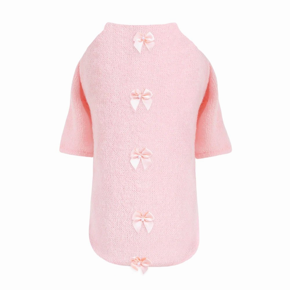 Dainty Bow Dog Sweater Peach
