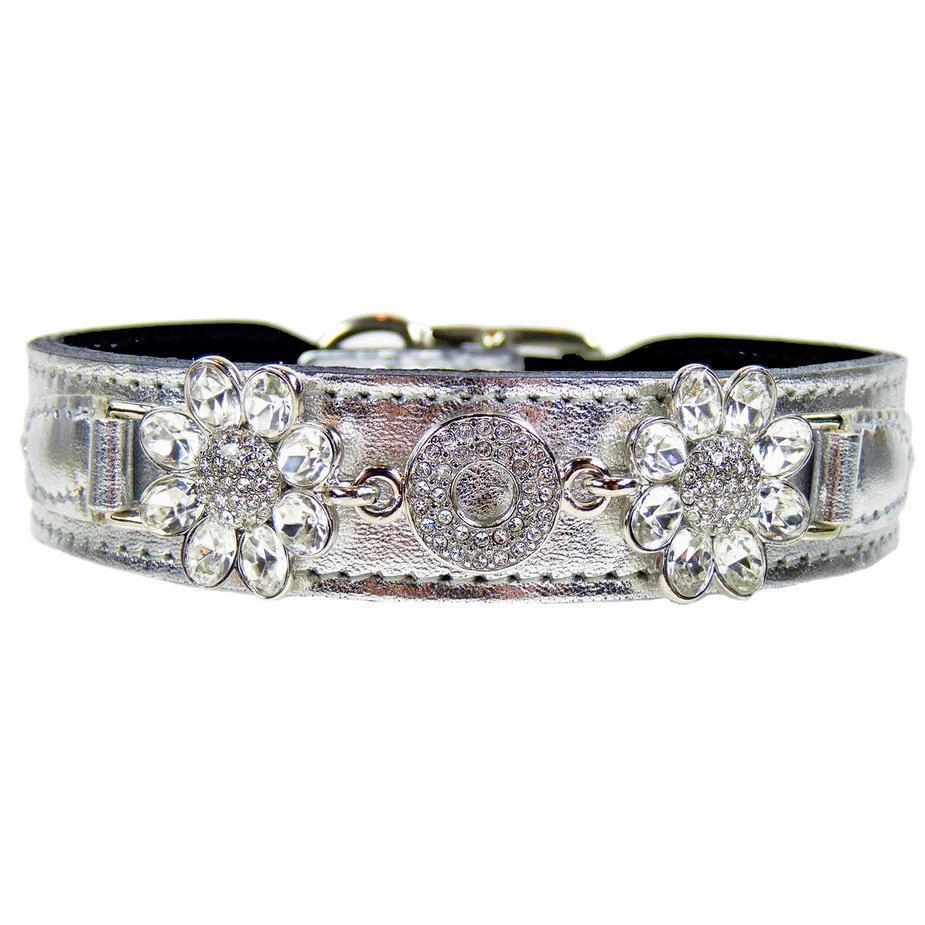 Daisy Collection Dog Collar Metallic Silver