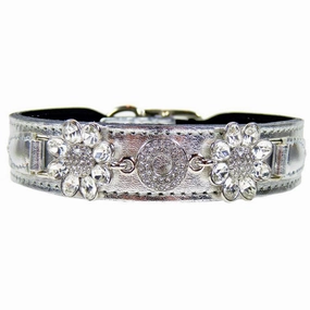 Daisy Collection Dog Collar Metallic Silver
