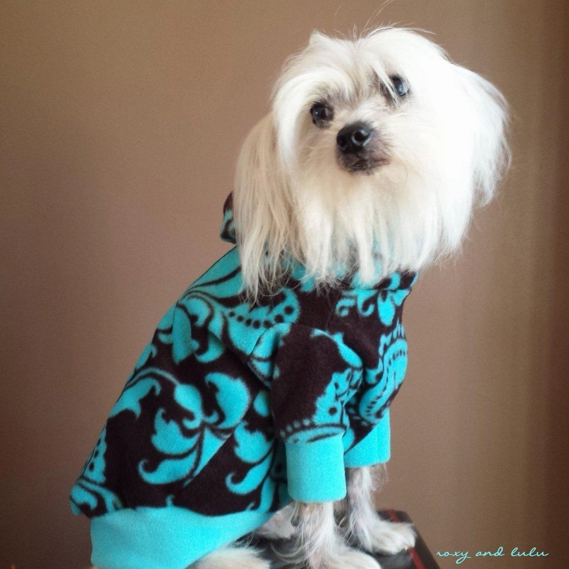 Damask Polar Fleece Dog Hoodie