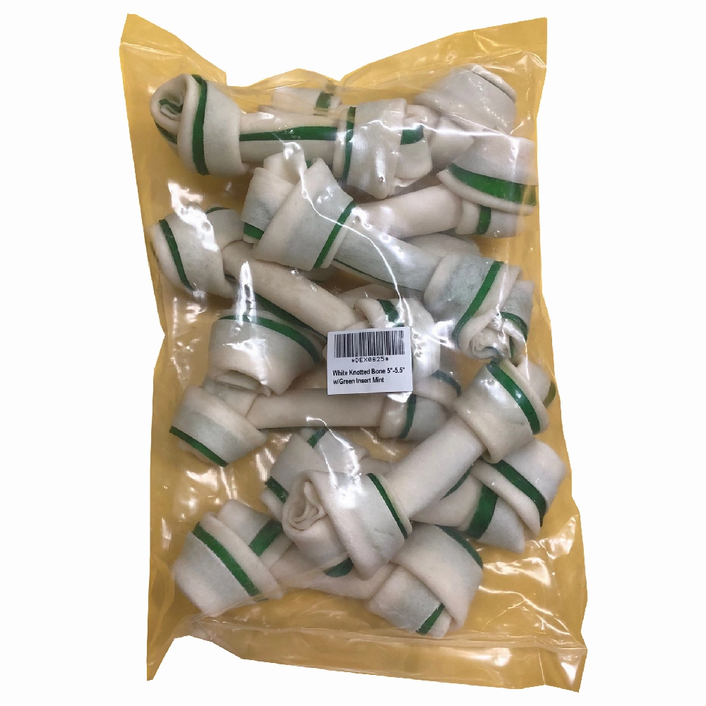 Dexpex Knotted Bone White with Green 5-5.5" 10pcs