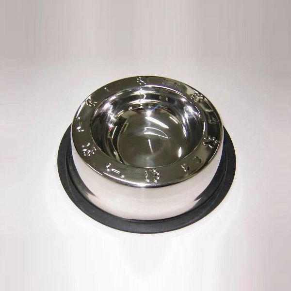 Dexpex Stainless Steel Bowl - Broad Rim Non-Tip Paws/Bones 8oz