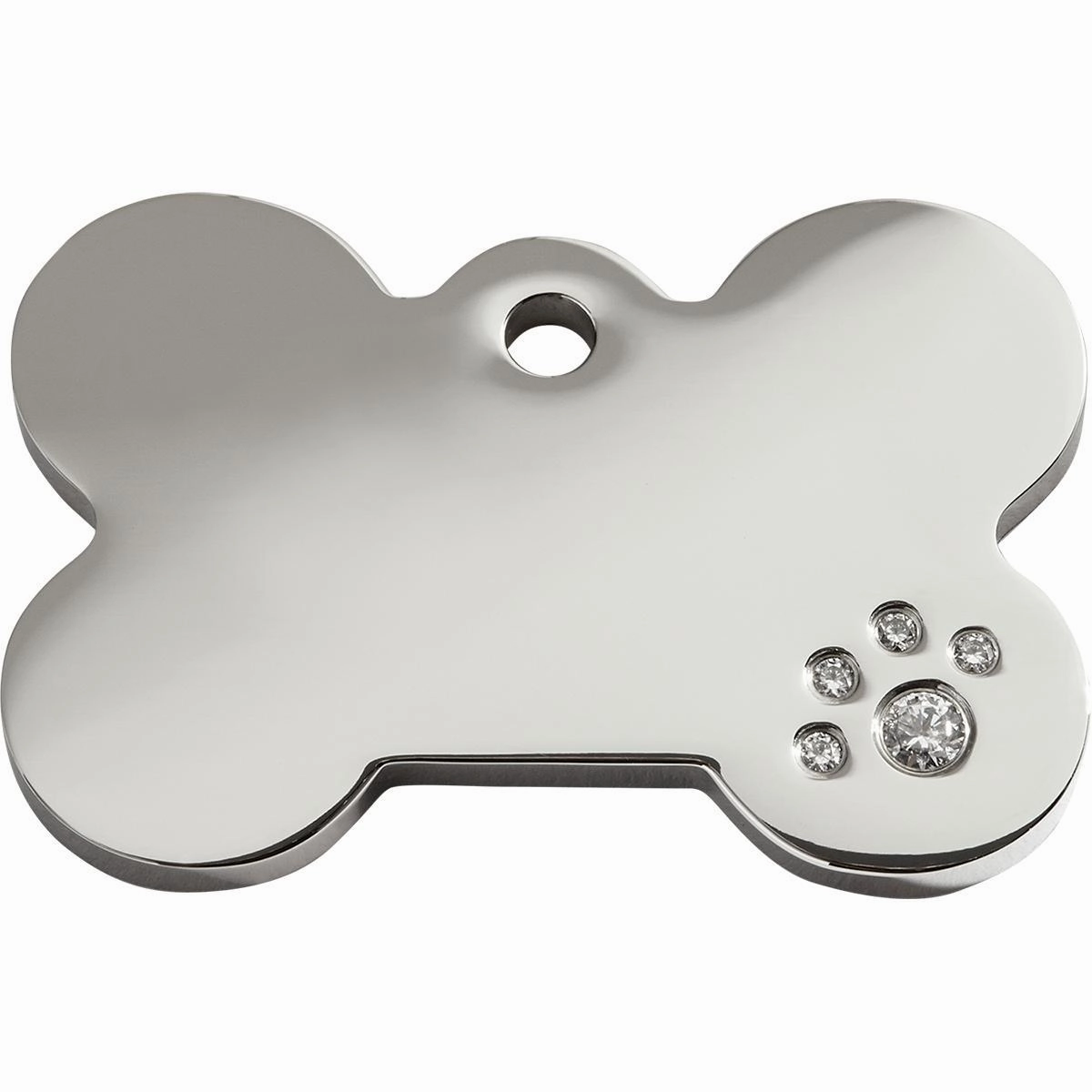 Diamante Polished Stainless Steel Bone Dog ID Tag