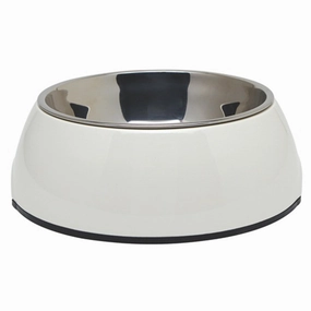 DogIt 2-in-1 Durable Bowl with Stainless Steel Insert White Large 1.6L