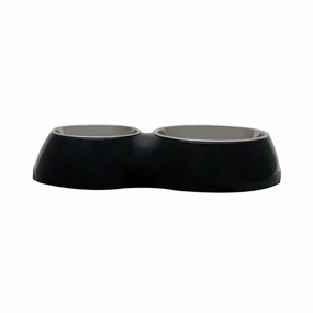 DogIt Double Diner with Stainless Steel Insert Black